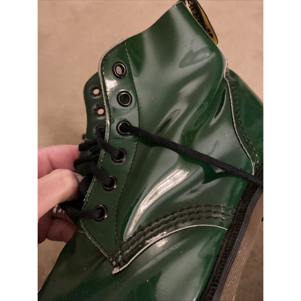 VINTAGE 1990'S SHINY GREEN DR. MARTENS AIRWAIR BOUNCING SOLES SIZE 4 - Picture 5 of 16